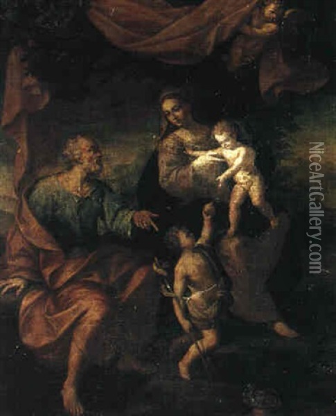 The Holy Family With The Infant Saint John The Baptist Oil Painting - Ercole Lelli