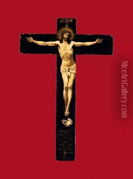 A Painted Crucifix Oil Painting - Juan Carreno De Miranda