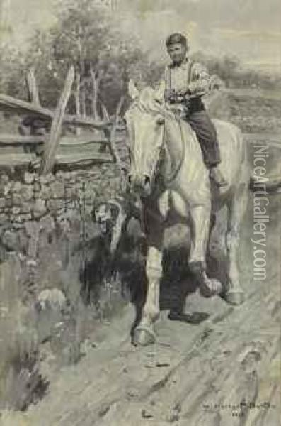 Boy On Horseback Oil Painting - W. Herbert Dunton