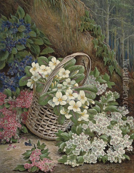 Gathering Flowers Oil Painting - Henry John Livens