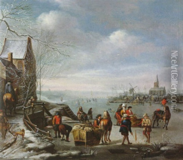 Paysage D'hiver Avec Patineurs Oil Painting - Alexander van Bredael