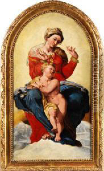 Madonna Mit Dem Jesusknaben Auf Wolken Uber Landschaft Mit Gebauden
Schwebend Oil Painting - Domenico Pellegrini Tibaldi
