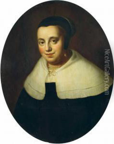 Portrait Einer Dame Mit Perlenschmuck. Oil Painting - Jacob Gerritsz. Cuyp