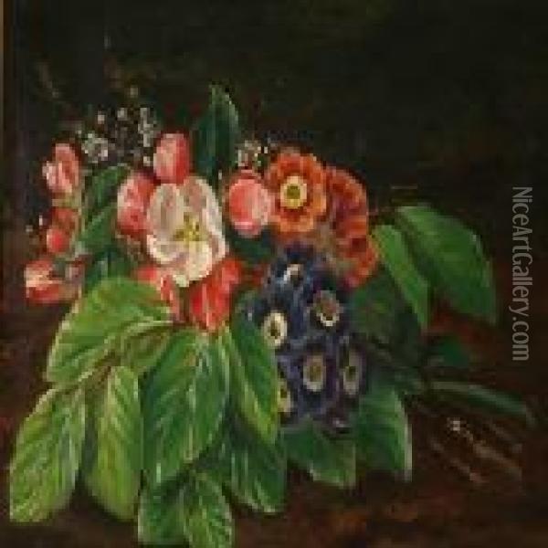 Flower Bouquet On A Table Oil Painting - I.L. Jensen