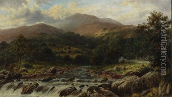 In The Lledr Valley, Nr. Bettws-y-coed, N.w. Oil Painting - William Henry Mander