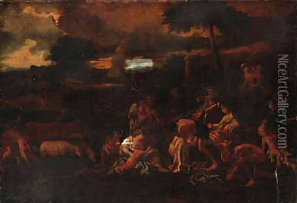 A classical landscape with figures Oil Painting - Nicolas Poussin
