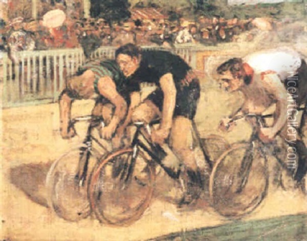 Cykellopp Oil Painting - Eugene Joors