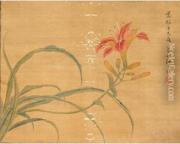 Lily Oil Painting - Wang Shishen