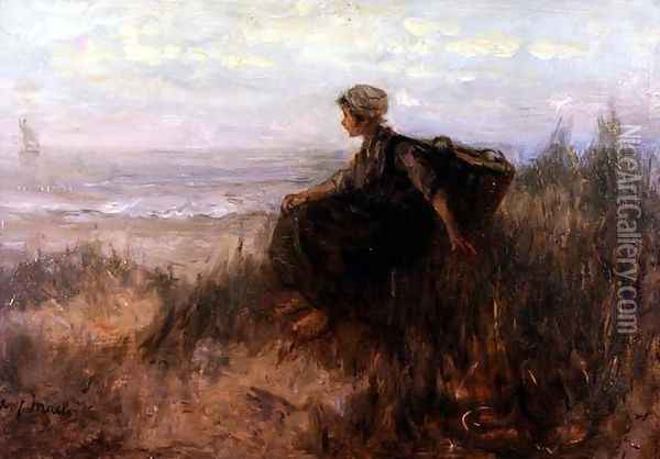 On the Dunes Oil Painting - Jozef Israels