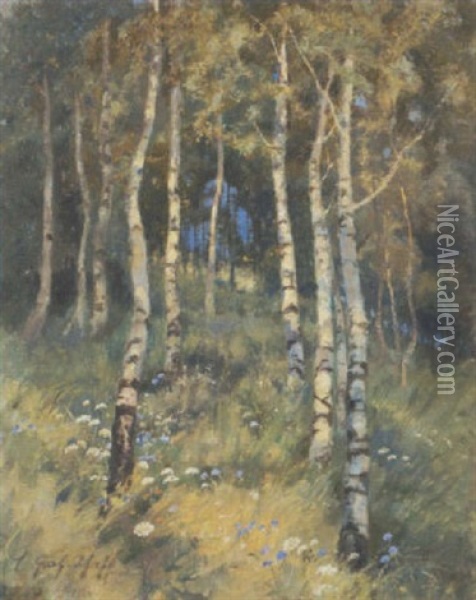 Birkenwald Oil Painting - Cacilie Graf-Pfaff