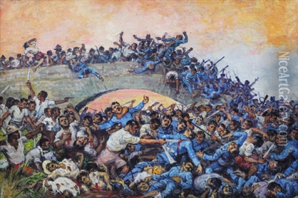 Battle Of Zapote Oil Painting - Jorge Pineda