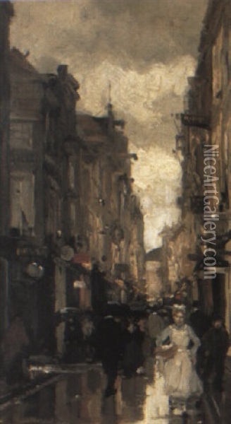 The Spui Straat, The Hague Oil Painting - Floris Arntzenius