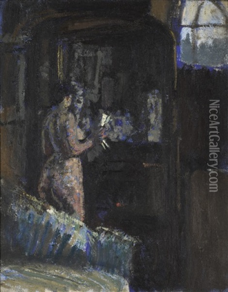 Nude Before A Mirror, Fitzroy Street Oil Painting - Walter Sickert