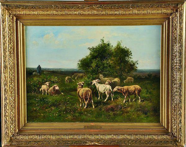 berger Et Troupeau De Moutons Oil Painting - Albert Charpin