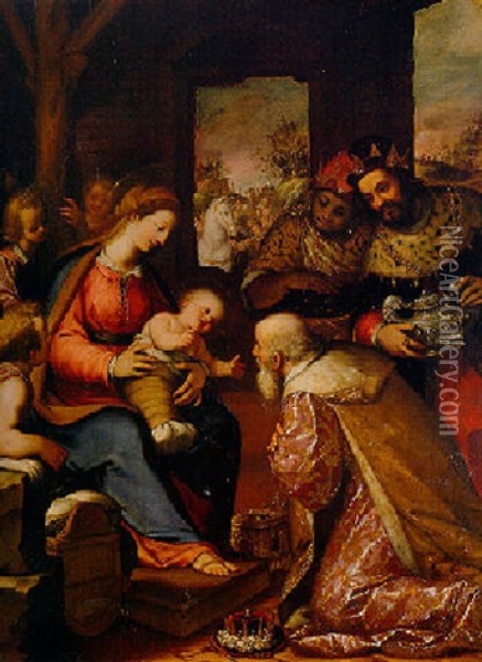 The Adoration Of The Magi Oil Painting - Giovanni Battista Paggi