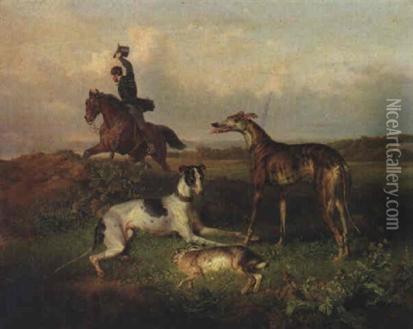 Hasenjagd Oil Painting - Theodor Franz Zimmermann