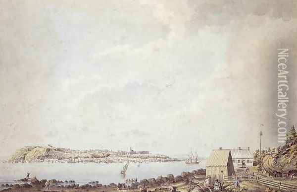 A View from the City of Quebec the Capital of Canada, Taken from the Ferry House on the Opposite Side of the River, 3rd October 1784 Oil Painting - James Peachey