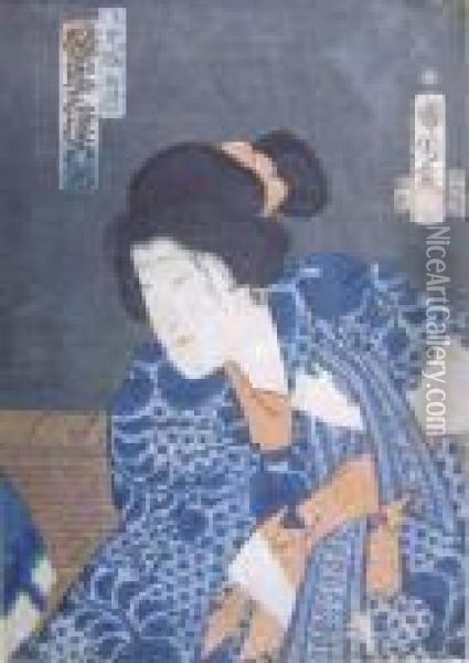 Kabuki Actress Oil Painting - Kunisada