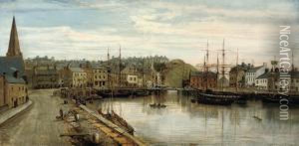 The Old Harbour, Maryport Oil Painting - William Mitchell Of Maryport