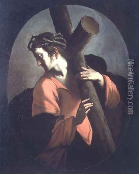 Christ Carrying the Cross, c.1608-09 Oil Painting - Bernardo Strozzi