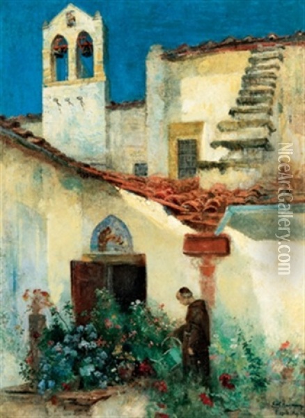 Franziskaner Im Klostergarten Oil Painting - Ernst Friedrich Hausmann