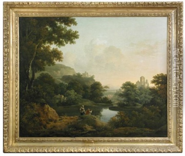 A Capriccio View Of Tivoli Oil Painting - George Barret