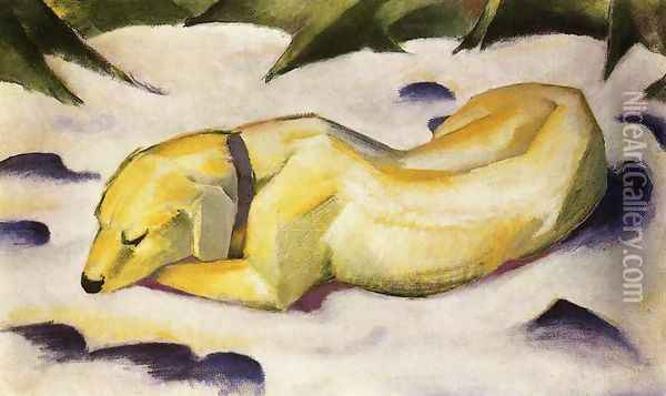 Dog Lying In The Snow Oil Painting - Franz Marc