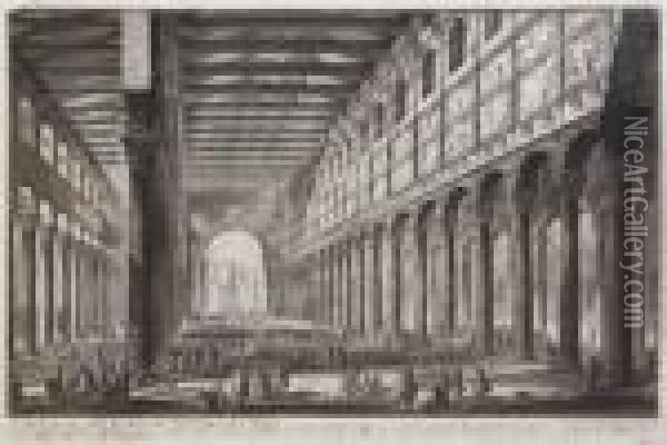 Spaccato Interno Della Basilica Di S. Paolo Fiori De Lu Mura Oil Painting - Giovanni Battista Piranesi