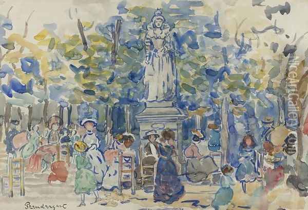 Queens, Luxembourg Gardens Oil Painting - Maurice Brazil Prendergast