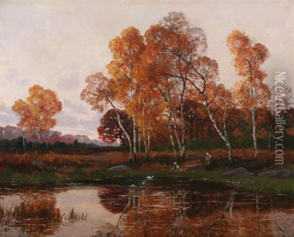 Stand Of Trees At River's Edge Oil Painting - Paul Emile Berton