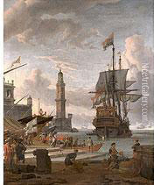 Der Hafen Von Genua Oil Painting - Abraham Storck