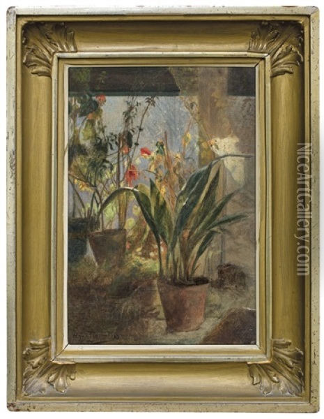Flowers At Window Oil Painting - Olga Boznanska