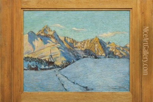 Winterlandschaft (winter Landscape) Oil Painting - Oscar Wilhelm Luethy