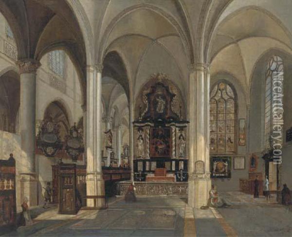 The Interior Of Saint Jacobs Church Oil Painting - Josephus Christianus Nicolie
