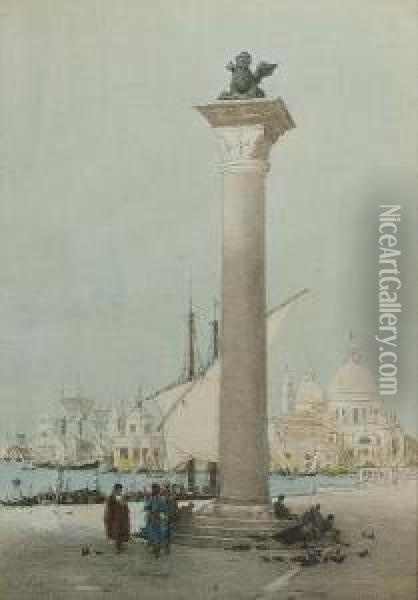 St. Mark's Square, Venice With Santa Maria Della Salute Beyond Oil Painting - Clara Montalba