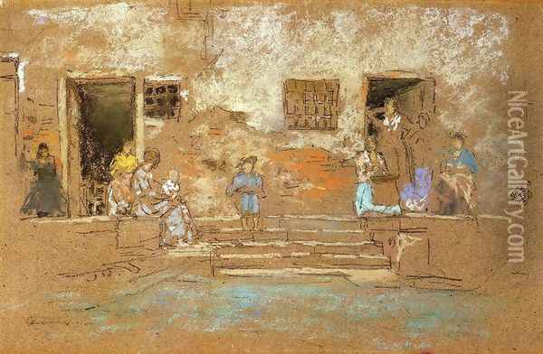 The Steps Oil Painting - James Abbott McNeill Whistler
