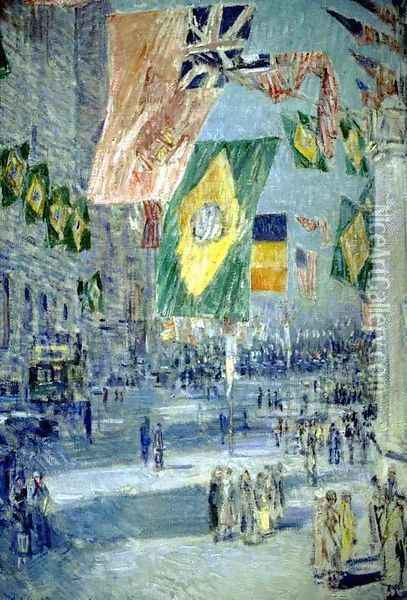 Avenue of the Allies, Brazil Oil Painting - Childe Hassam