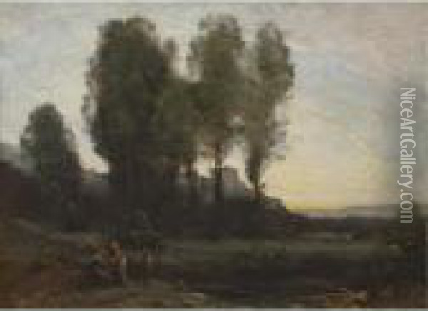 Le Monastere Derriere Les Arbres Oil Painting - Jean-Baptiste-Camille Corot