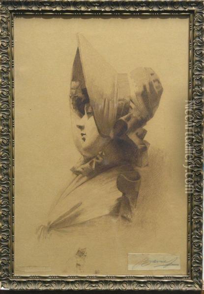 Woman In Profile Oil Painting - George Randolph Barse Jr.