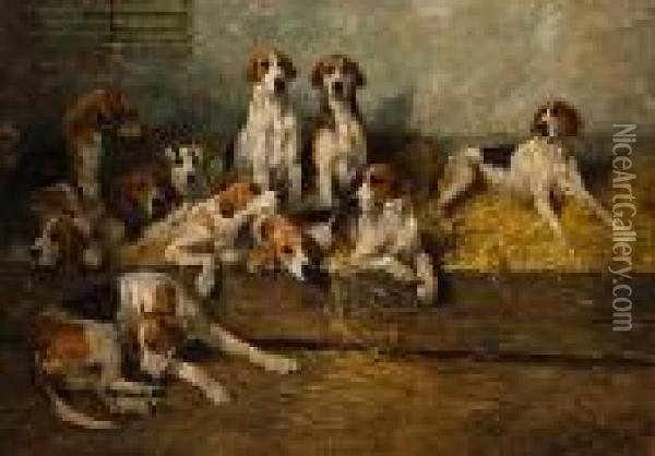 The Bitchpack Of The Meath Foxhounds Oil Painting - John Emms