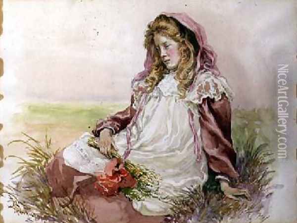 Girl with Poppies Oil Painting - Frederick S. Lewis