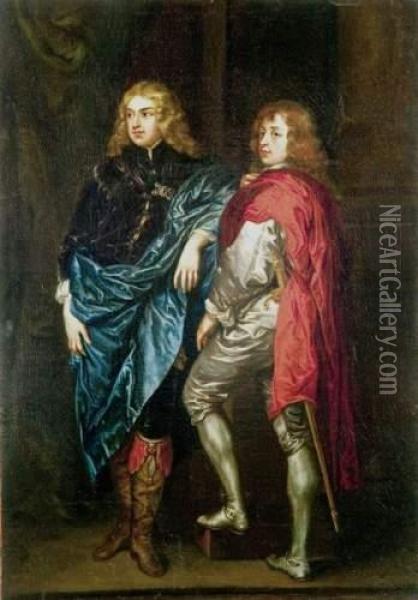 Portrait De Deux Jeunes
 Elegants Oil Painting - Sir Anthony Van Dyck