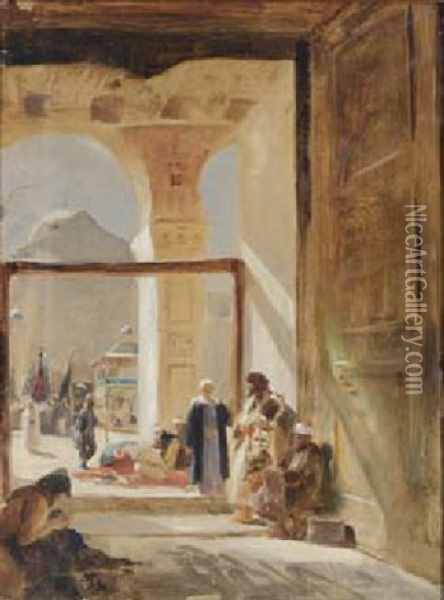 Church In The Orient Oil Painting - Gustav Bauernfeind
