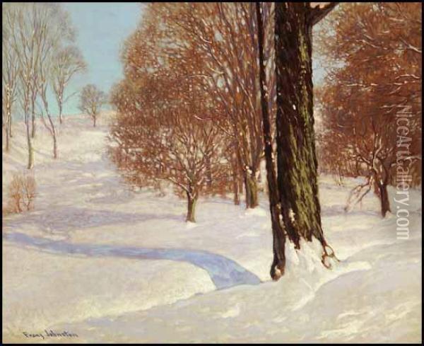 Snow In The Valley Oil Painting - Franz Hans Johnston