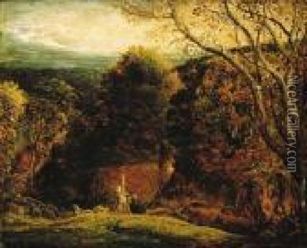 Landscape, Twilight Oil Painting - Samuel Palmer