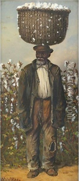Man With A Basket Of Cotton Oil Painting - William Aiken Walker
