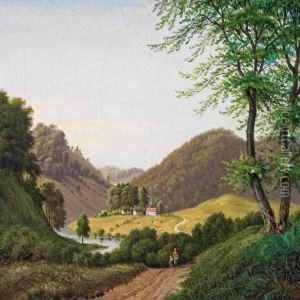 Scenery Fromgrejsdalen Near Vejle Oil Painting - Niels Gronbek Rademacher