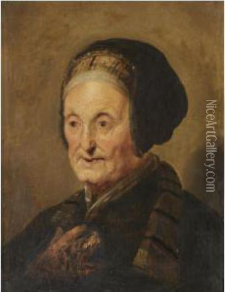A 
Tronie
 Of An Elderly Lady In Oriental Dress Oil Painting - Hendrick Bloemaert