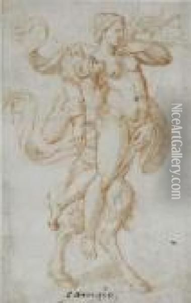 Satyr Carrying A Nude Woman Oil Painting - Correggio, (Antonio Allegri)