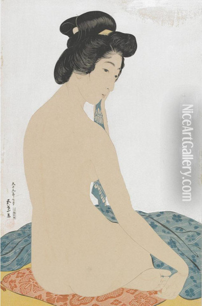 Woman After A Bath Oil Painting - Goyo Hashiguchi
